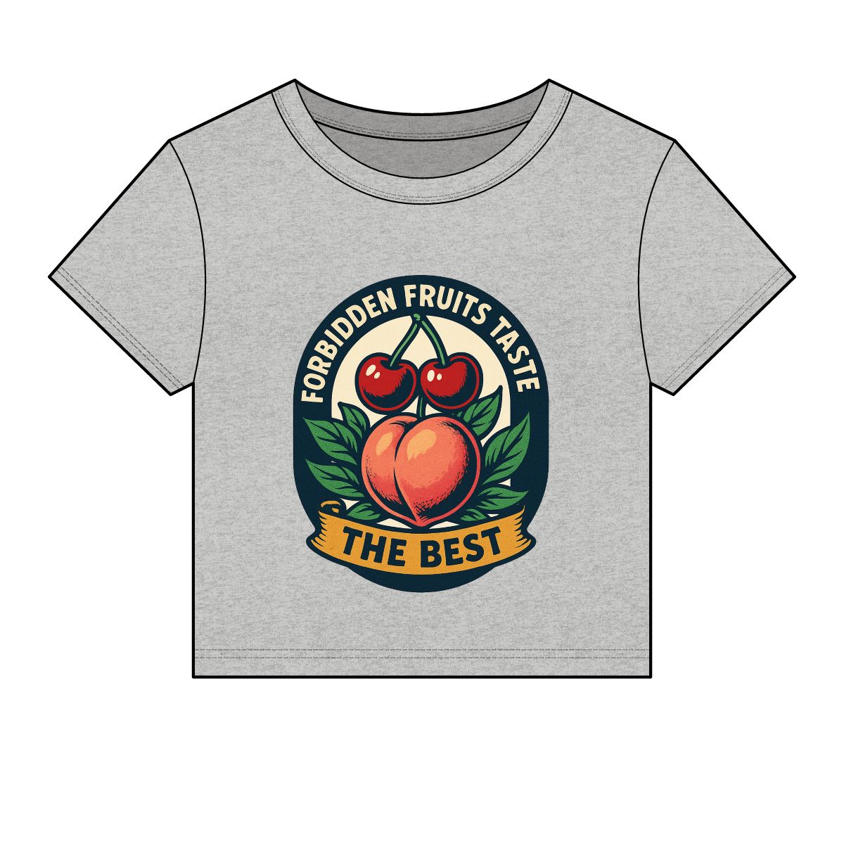 Forbidden Fruits peach and cherries baby tee | Crop Top - Image 13