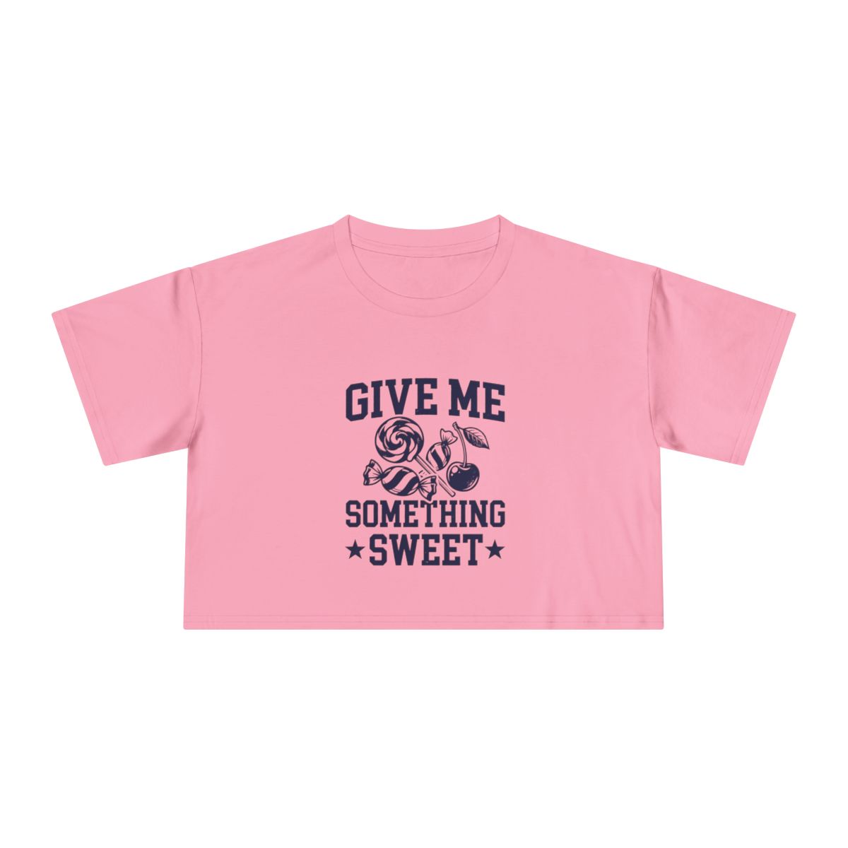 Give Me Something Sweet Crop Tee | Candy Graphic, Retro Typography - Image 3