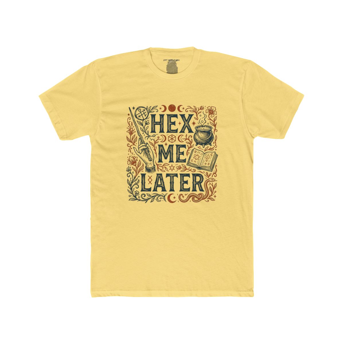 Hex Me Later T-Shirt | Witchy Spellbook Design, Cauldron, Moon Phases - Image 3