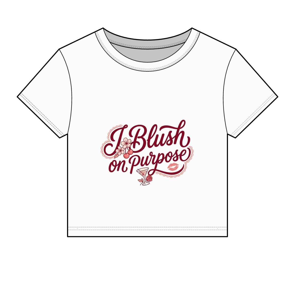 I Blush on Purpose Baby Tee | Script Floral Graphic, Cute Feminine Top - Image 2
