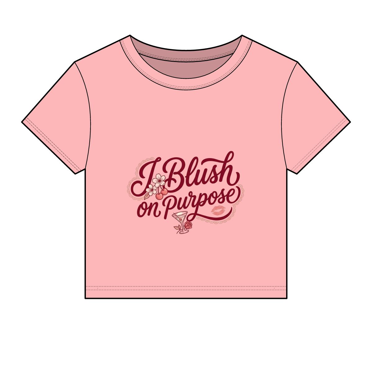 I Blush on Purpose Baby Tee | Script Floral Graphic, Cute Feminine Top - Image 3