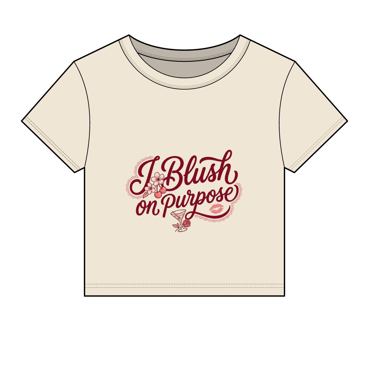 I Blush on Purpose Baby Tee | Script Floral Graphic, Cute Feminine Top - Image 4