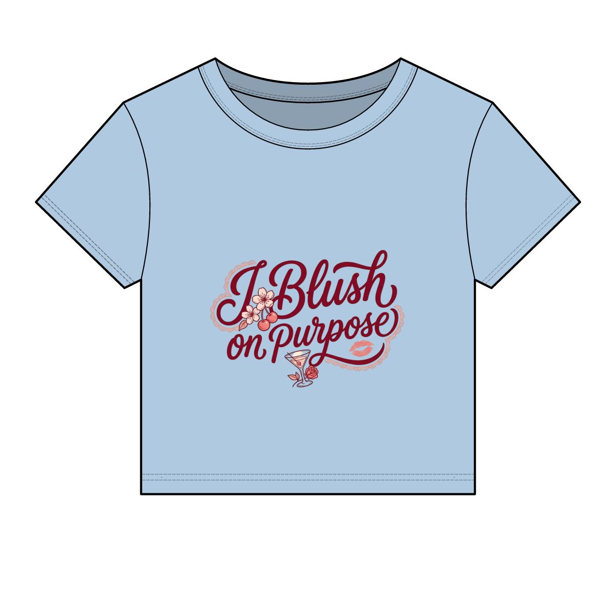 I Blush on Purpose Baby Tee | Script Floral Graphic, Cute Feminine Top - Image 5