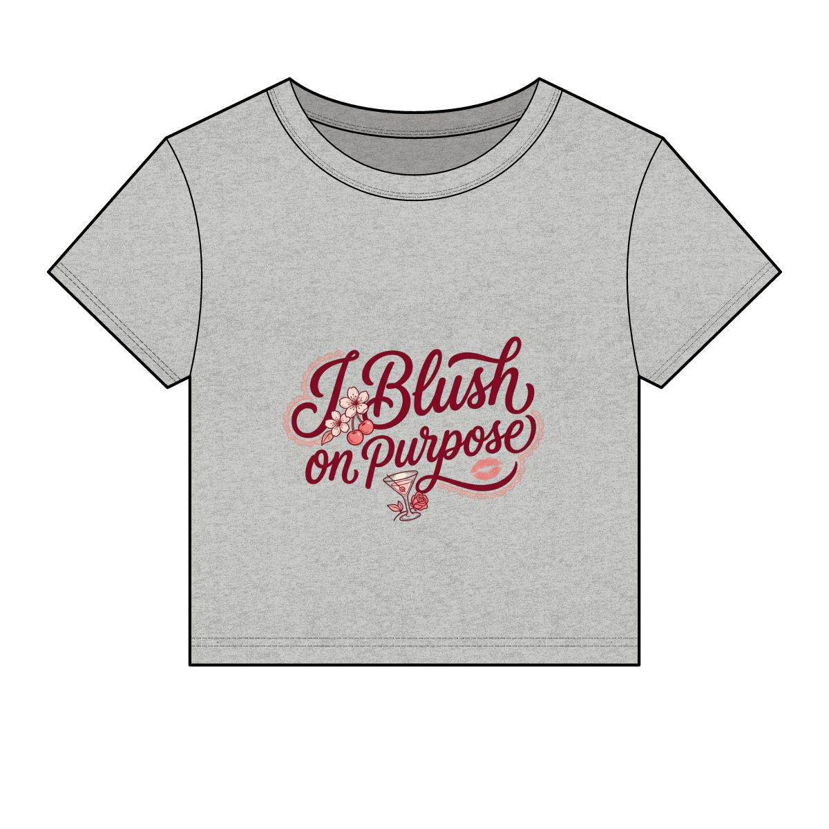 I Blush on Purpose Baby Tee | Script Floral Graphic, Cute Feminine Top - Image 6