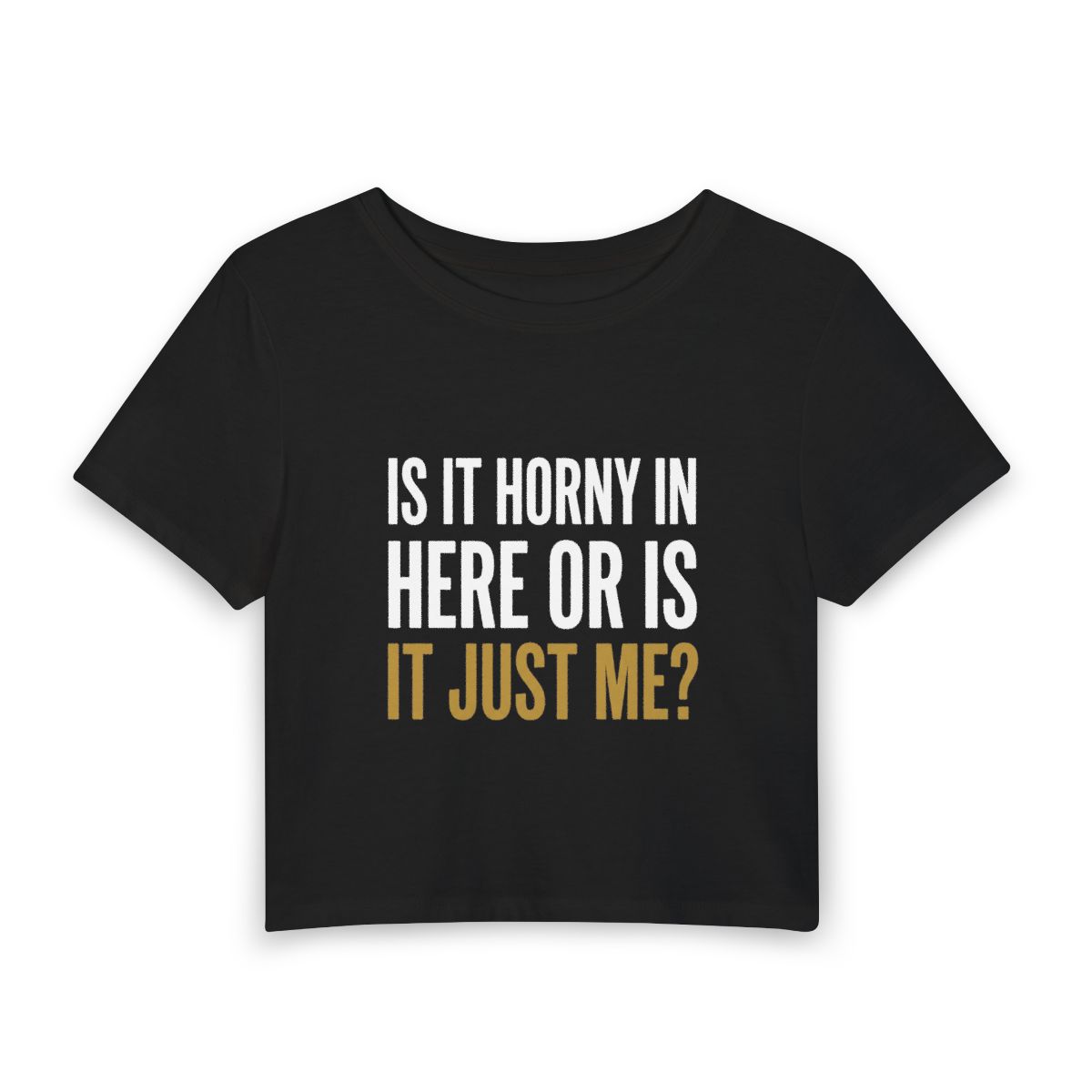 Is It Horny In Here Or Is It Just Me Crop Tee | Funny Quote Shirt - Image 2