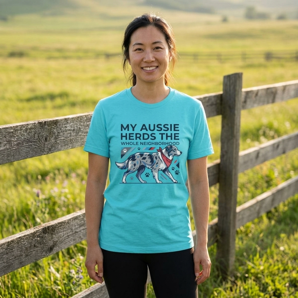 My Aussie Herds The Whole Neighborhood T-Shirt | Australian Shepherd Tee