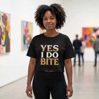Yes I Do Bite Crop Tee lifestyle photo
