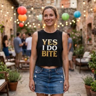 Yes I Do Bite crop top lifestyle photo