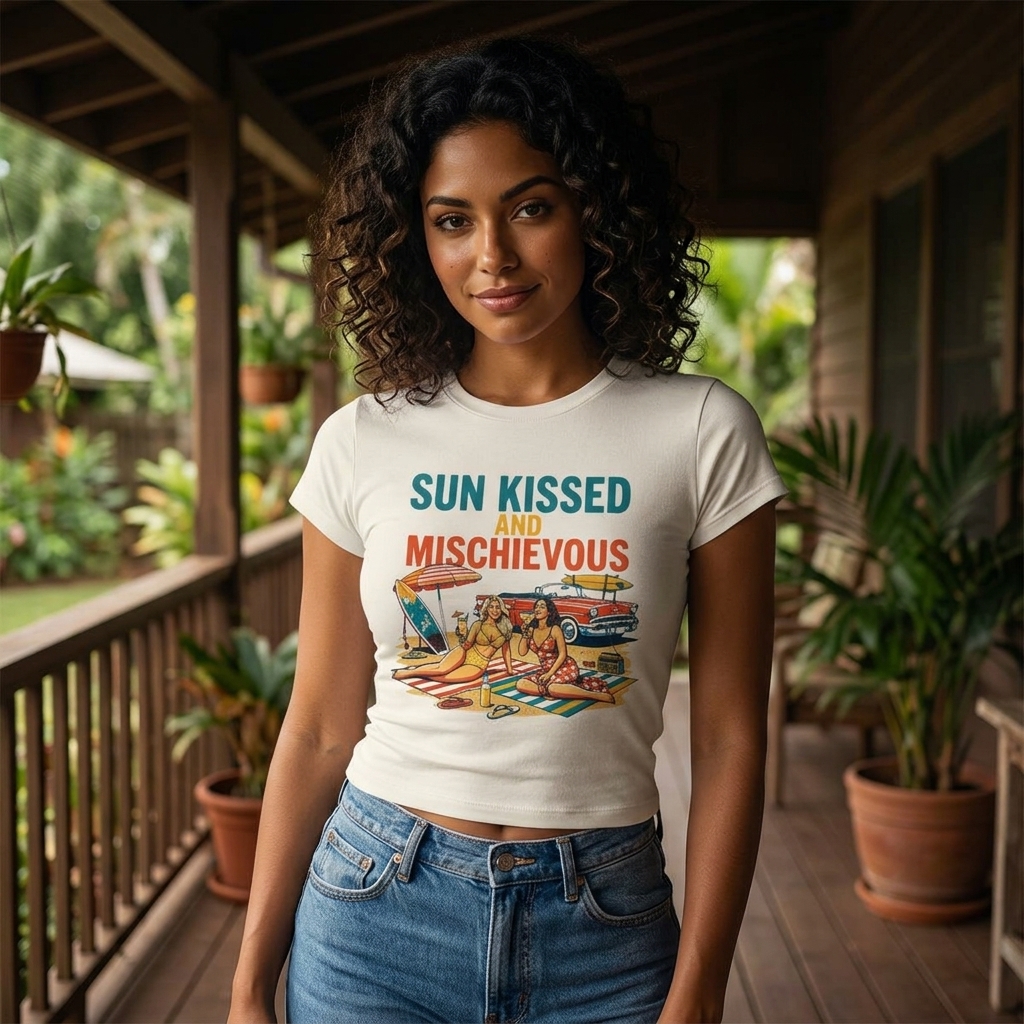 Sun Kissed and Mischievous beach scene Tee