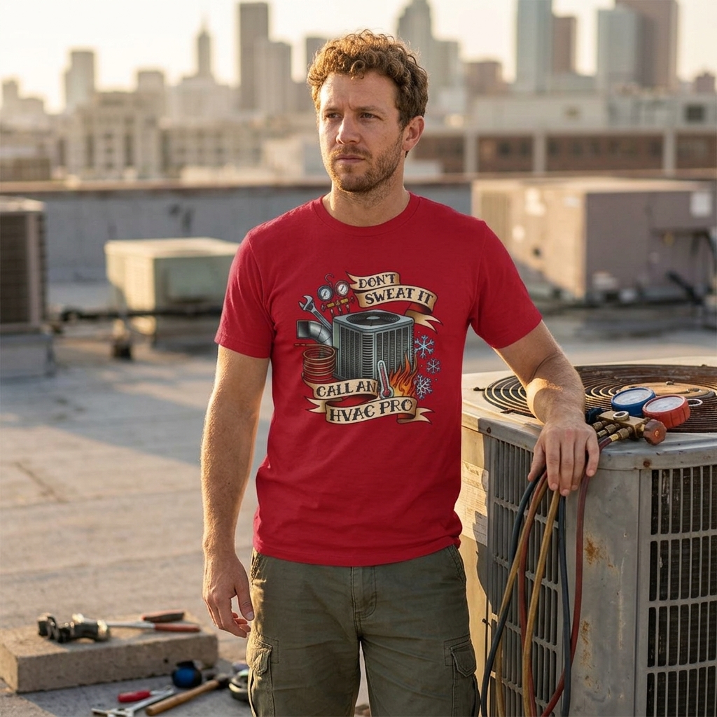 Don’t Sweat It Call An HVAC Pro T-Shirt | HVAC Technician Air Conditioner Design