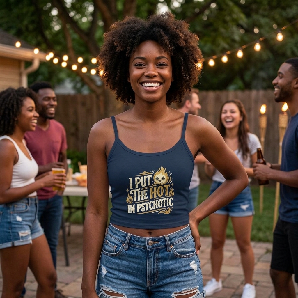 I Put the Hot in Psychotic tank top | spaghetti strap crop top, funny slogan