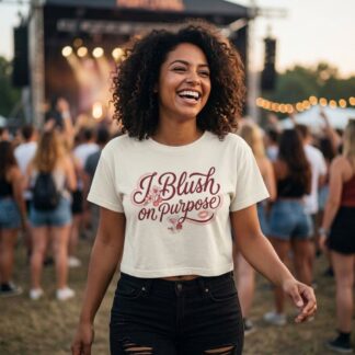I Blush On Purpose crop tee lifestyle photo