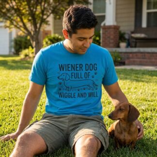Wiener Dog Full of Wiggle and Will T-Shirt lifestyle photo