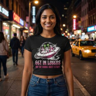 Get In Losers UFO Aliens crop tee lifestyle photo
