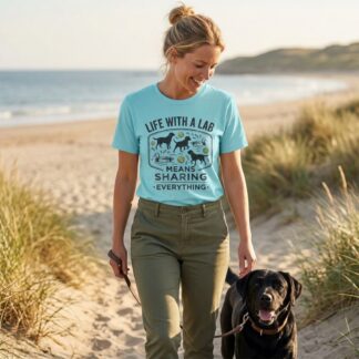 Life With a Lab means Sharing Everything Tee lifestyle photo