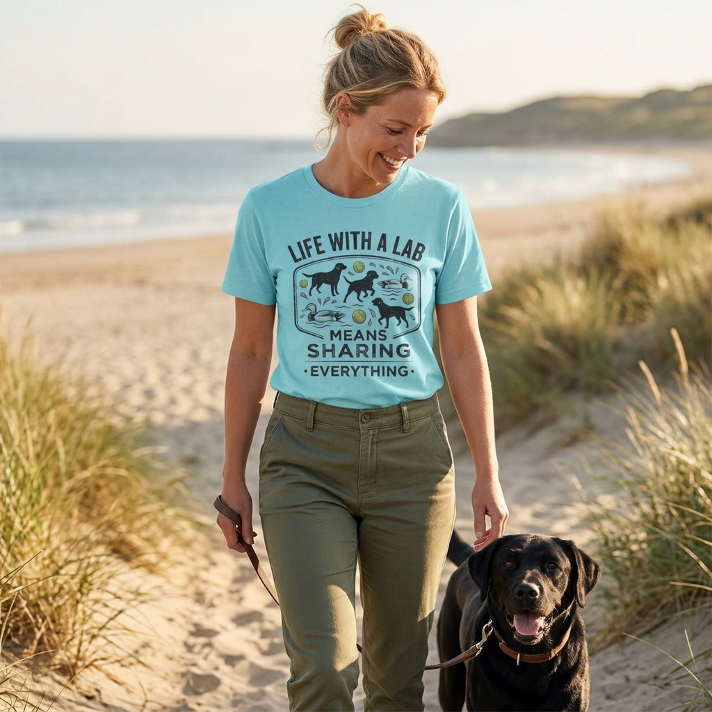 Life With a Lab means Sharing Everything Tee | Labrador Retriever Dog Lover Shirt
