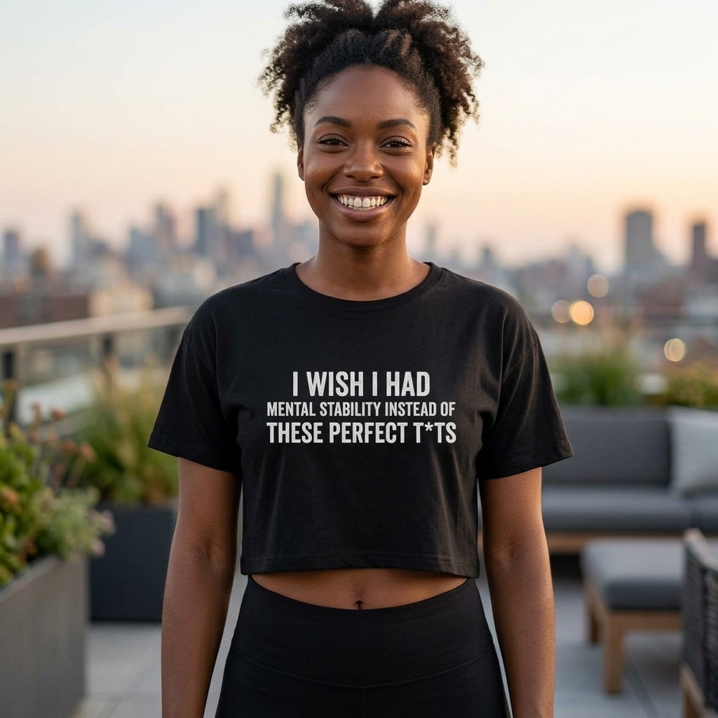 I Wish I Had Mental Stability Instead of These Perfect T*ts Crop Tee lifestyle photo