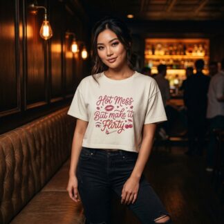 Hot Mess But Make It Flirty Crop Tee lifestyle photo
