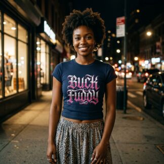 Buck Fuddy gothic script Tee lifestyle photo