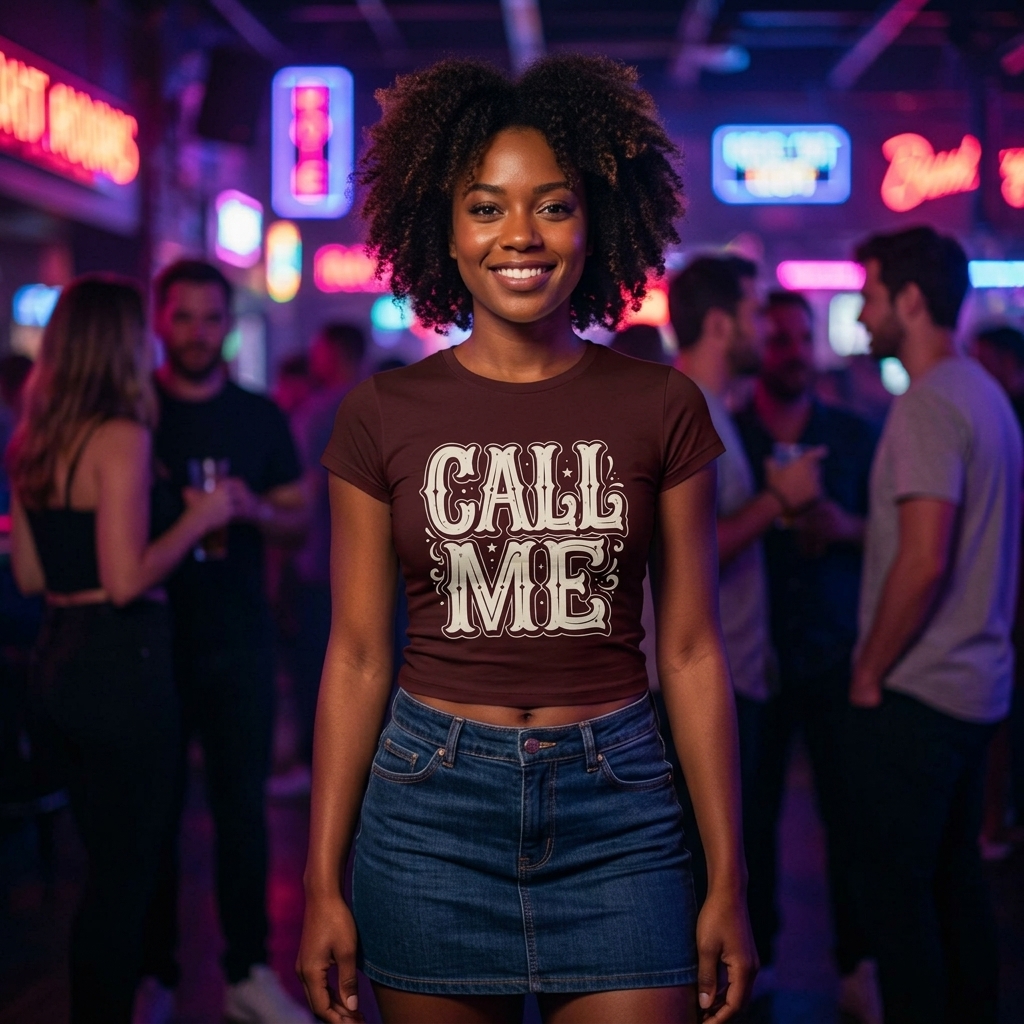 Call Me western lettering Crop Tee lifestyle photo