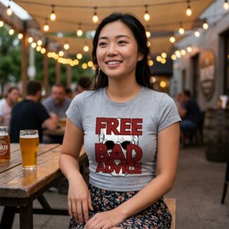 Free Bad Advice skull graphic Women's Baby Tee lifestyle photo