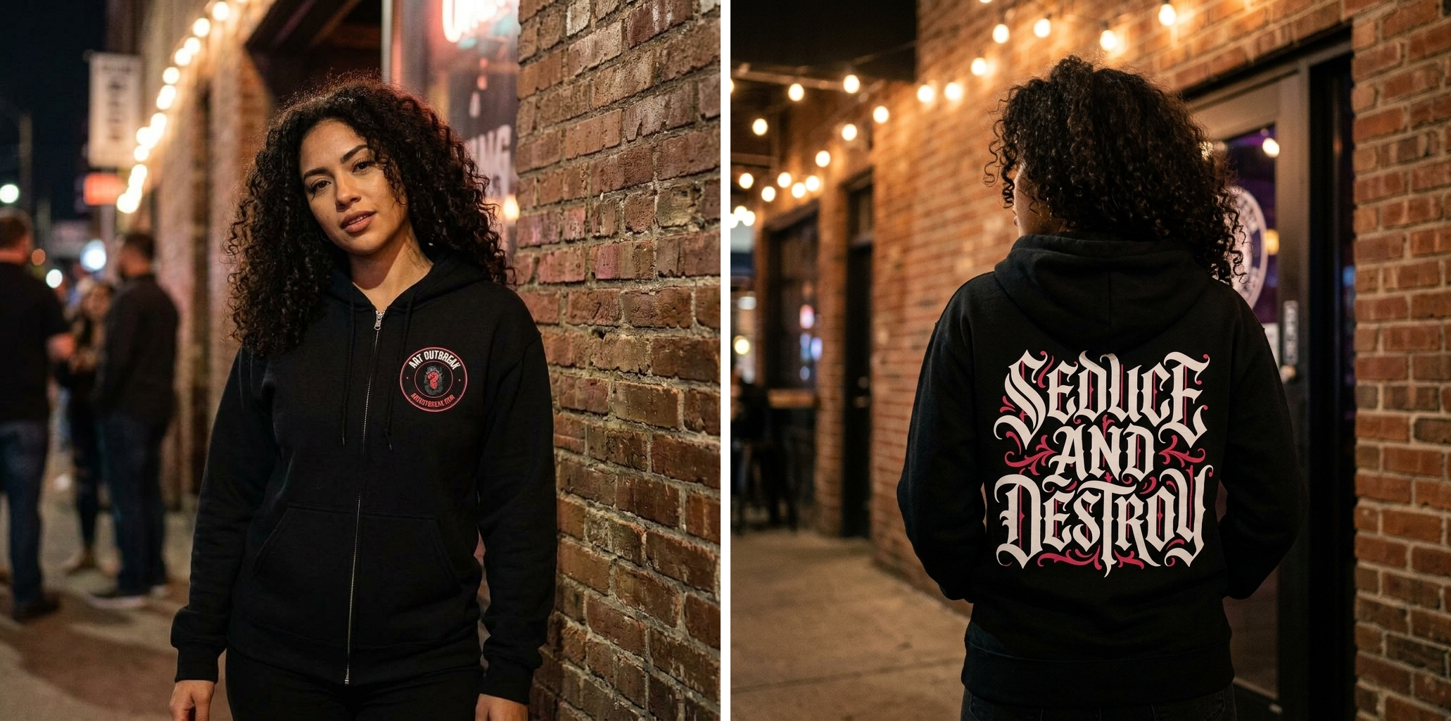 Seduce and Destroy Zip Hoodie lifestyle photo