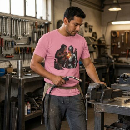 Medieval Blacksmith Welding Knight T-Shirt lifestyle photo