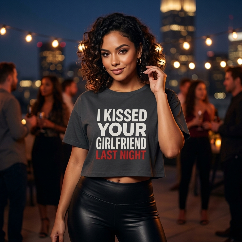 I Kissed Your Girlfriend Last Night Crop Tee lifestyle photo