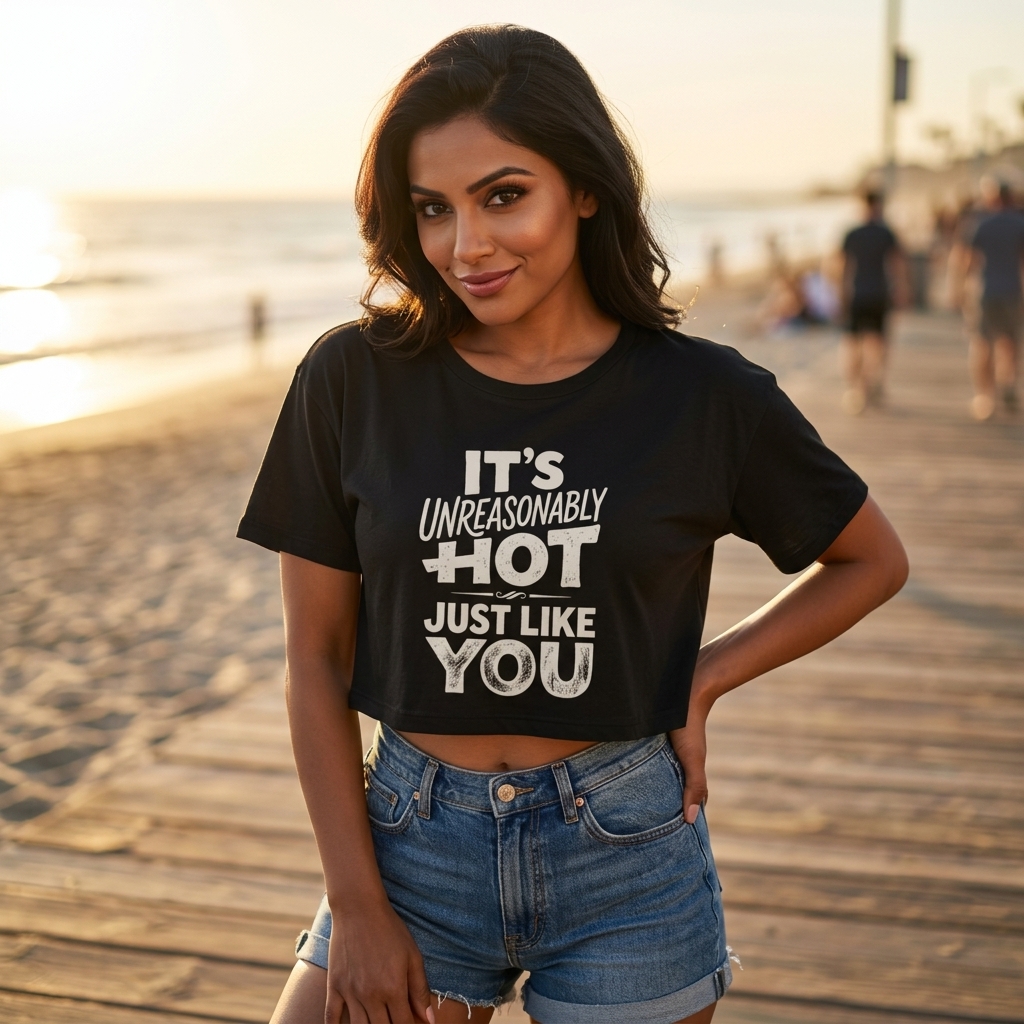 It's Unreasonably Hot Just Like You Crop Tee lifestyle photo