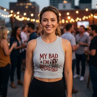 My Bad I'm Irresistible Racer Tank lifestyle photo