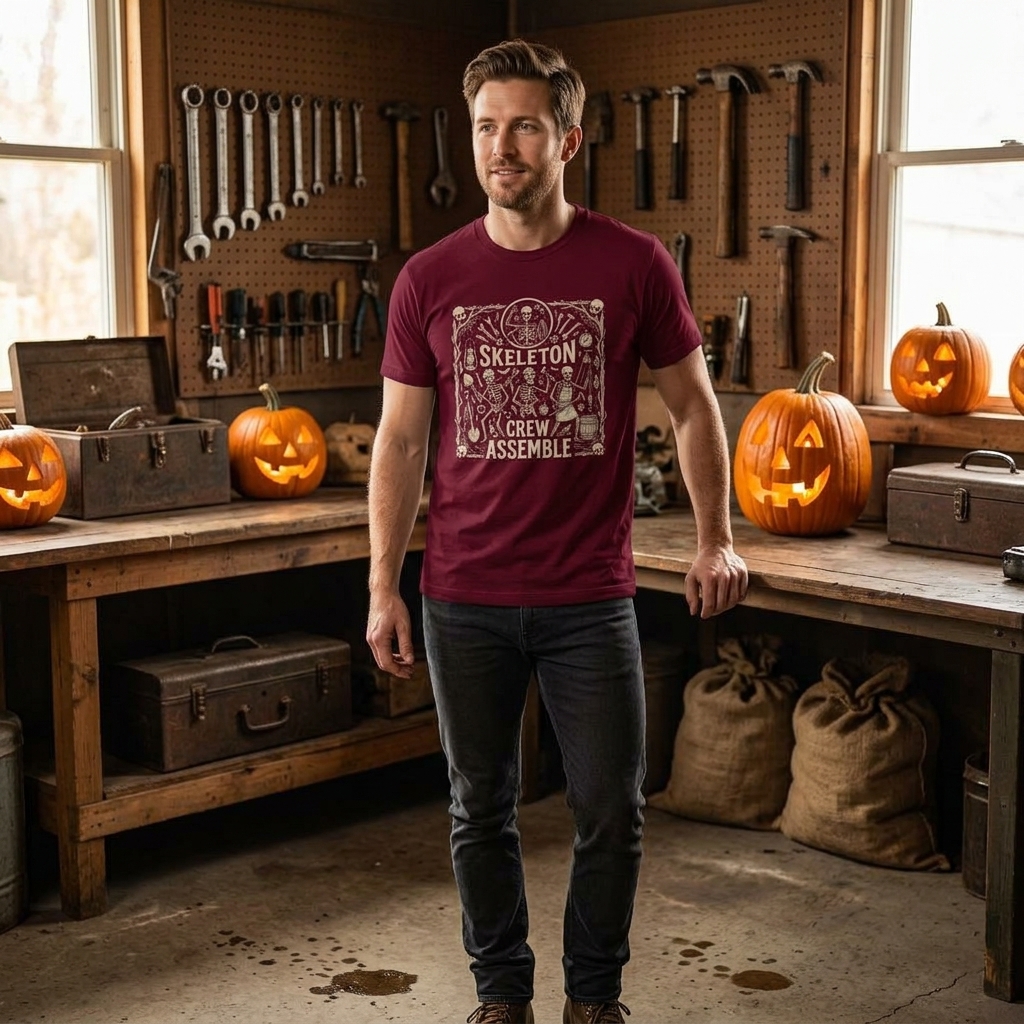 Skeleton Crew Assemble T-Shirt | Halloween Skeleton Graphic Tee