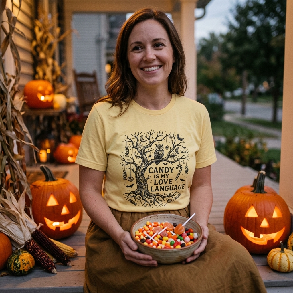 Candy Is My Love Language T-Shirt | Spooky Halloween Tree Tee