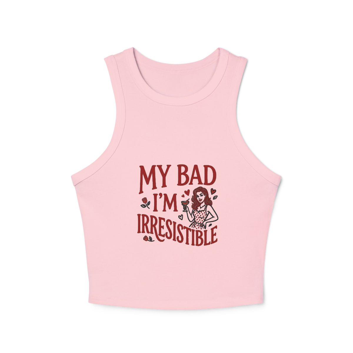 My Bad I'm Irresistible Racer Tank | Retro Pin-Up Micro Rib Tank - Image 2