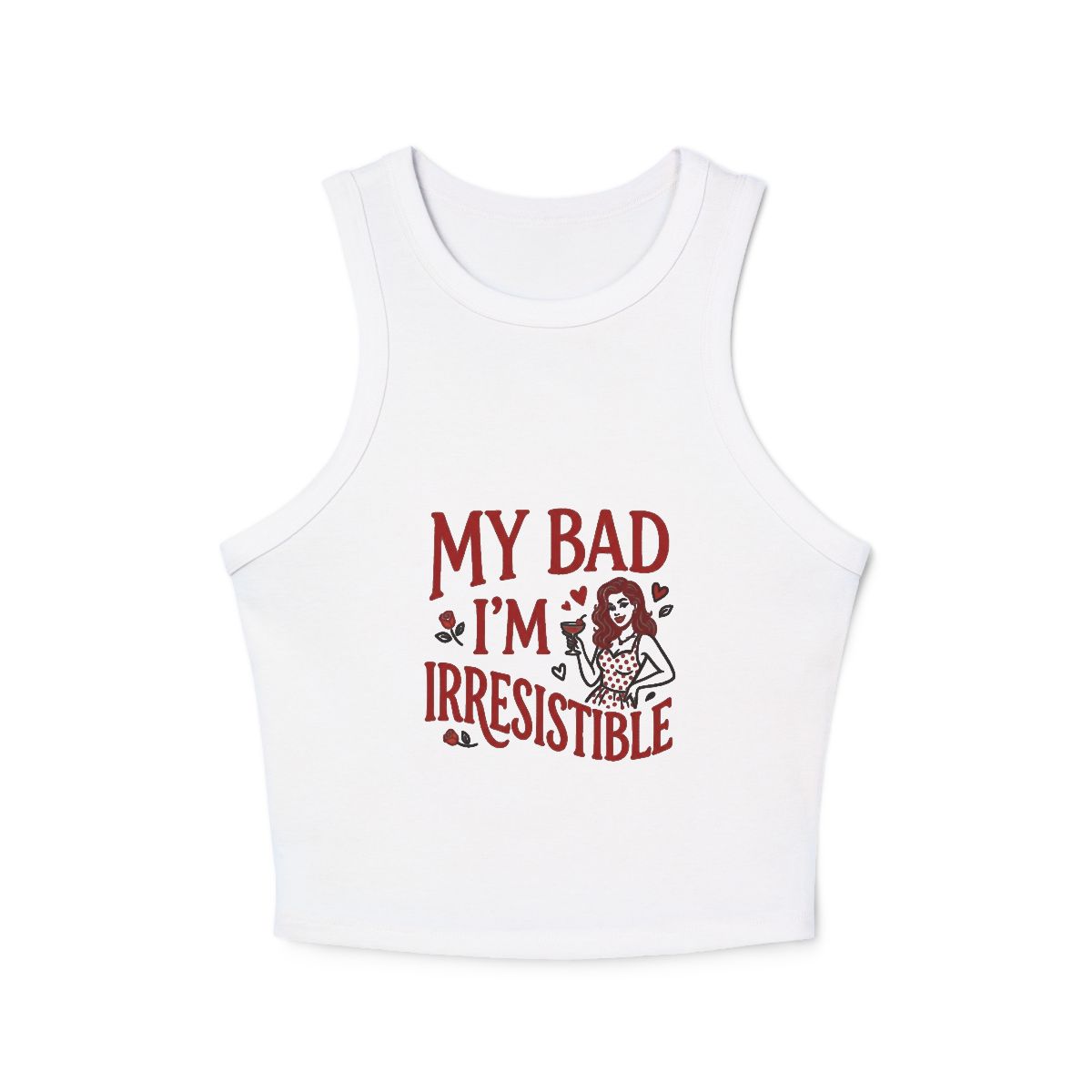 My Bad I'm Irresistible Racer Tank | Retro Pin-Up Micro Rib Tank - Image 3