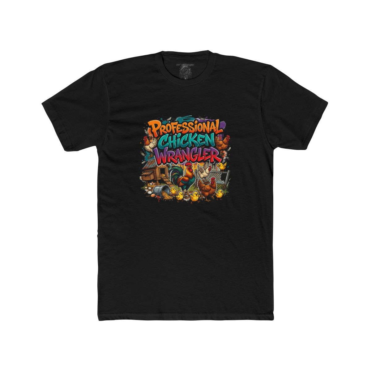 Professional Chicken Wrangler T-Shirt | Funny Farm Cartoon Chickens - Image 3