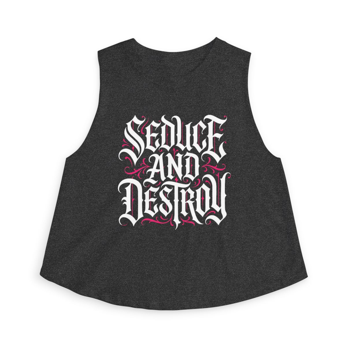 Seduce and Destroy Crop Top | Gothic Script Graphic - Image 2