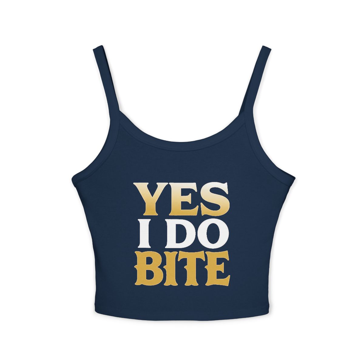 Yes I Do Bite Tank Top | Funny Statement Spaghetti Strap Crop - Image 3
