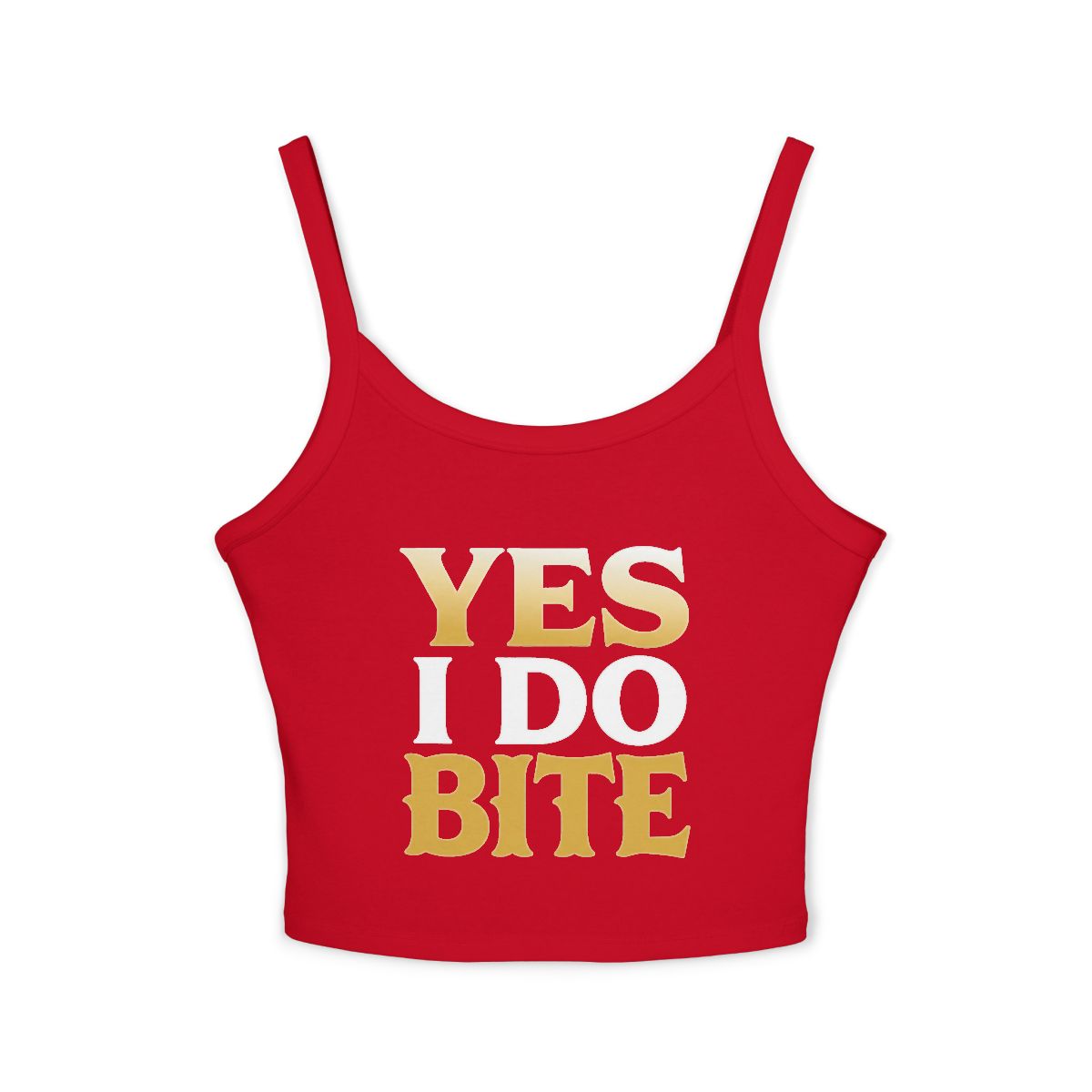 Yes I Do Bite Tank Top | Funny Statement Spaghetti Strap Crop - Image 4