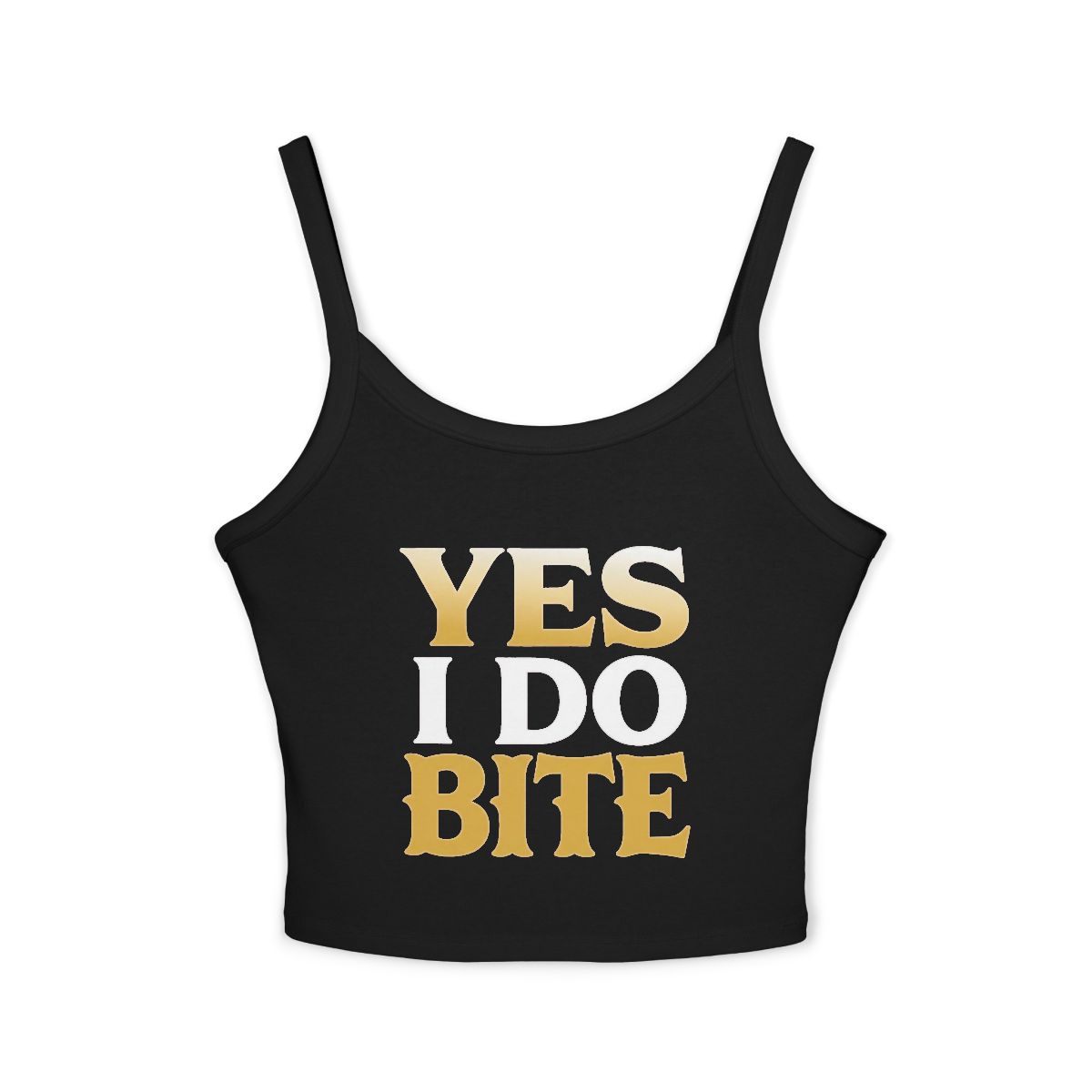 Yes I Do Bite Tank Top | Funny Statement Spaghetti Strap Crop - Image 2