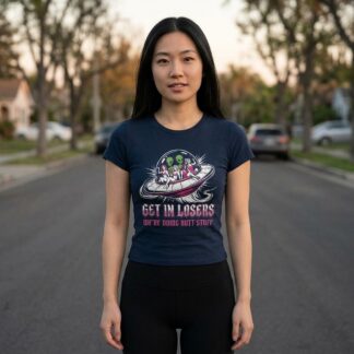 Get In Losers UFO Aliens crop tee lifestyle photo