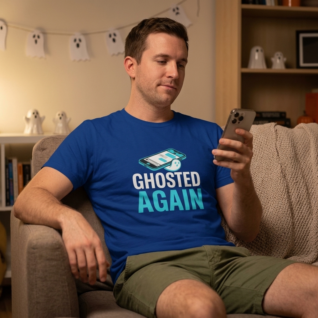 Ghosted Again T-Shirt | Funny Halloween Ghost Phone Tee