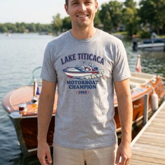 Lake Titicaca Motorboat Champion 1969 T-Shirt lifestyle photo