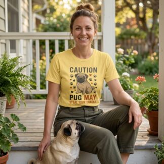 Caution Pug May Steal Your Snacks T-Shirt lifestyle photo