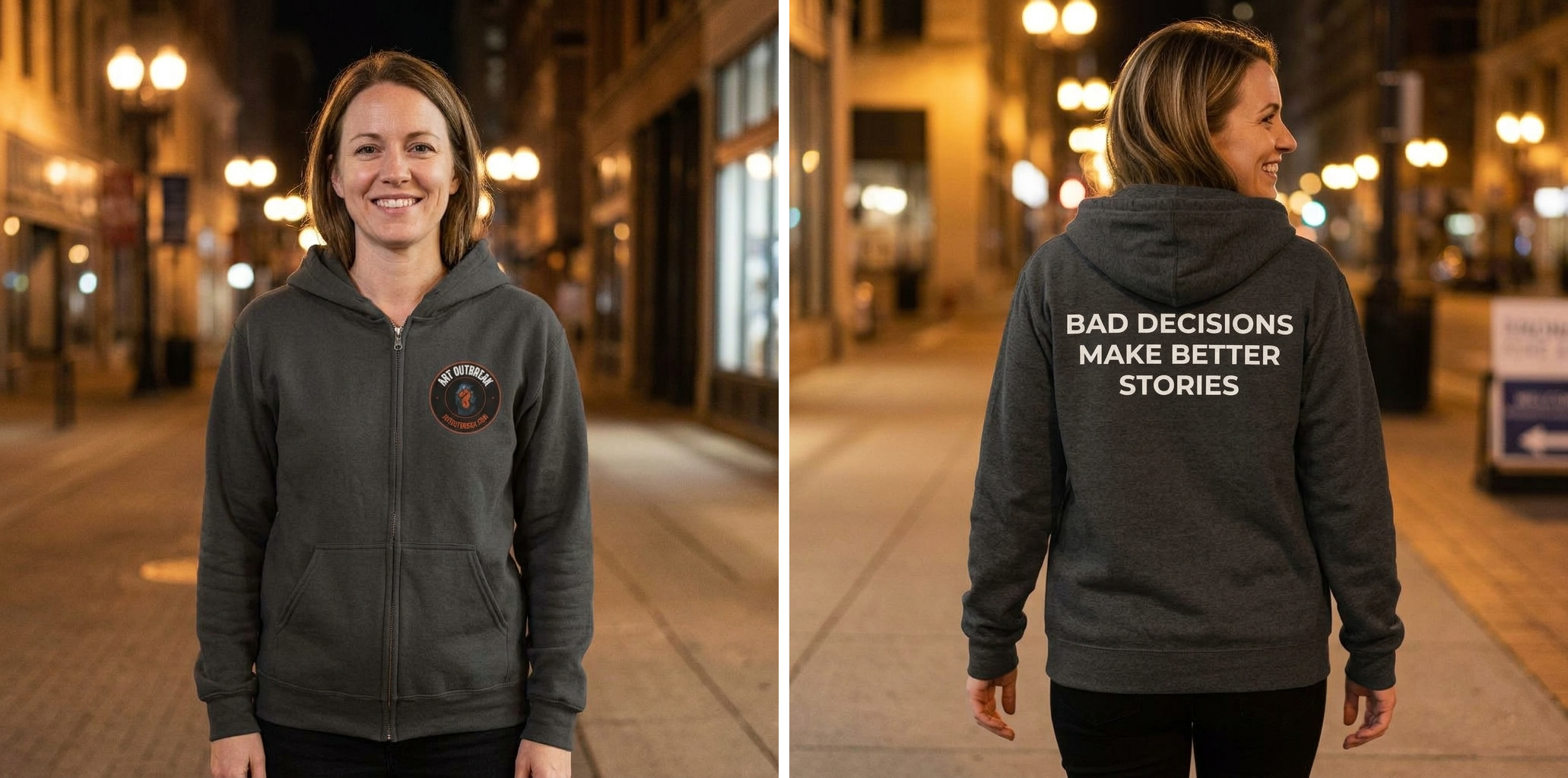 Bad Decisions Make Better Stories Zip Hoodie lifestyle photo