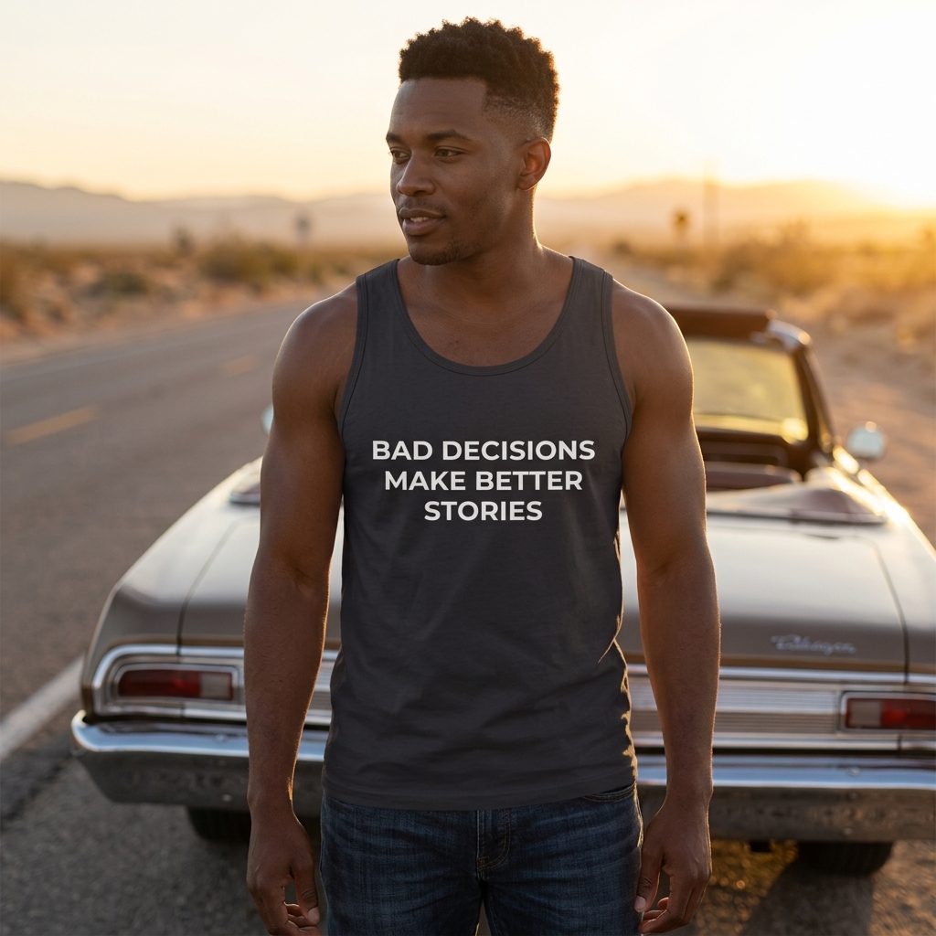 Bad Decisions Make Better Stories Tank Top | Funny Slogan Jersey Tank
