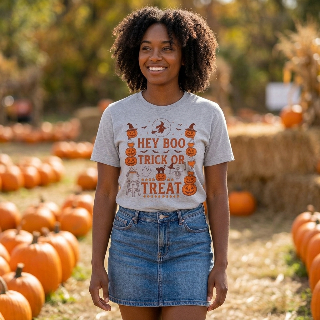 Hey Boo Trick or Treat Jack-o’-Lantern Halloween Tee