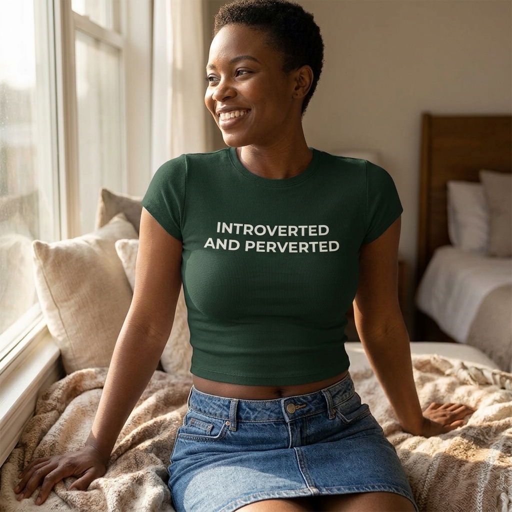 Introverted and Perverted Micro Rib Baby Tee lifestyle photo