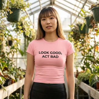 Look Good, Act Bad Micro Rib Baby Tee lifestyle photo