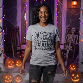 Scream Queen Witch and Pumpkin Halloween Tee lifestyle photo