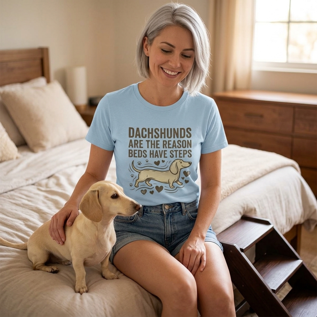 Dachshund Mom Tee: Dachshunds Are the Reason Beds Have Steps